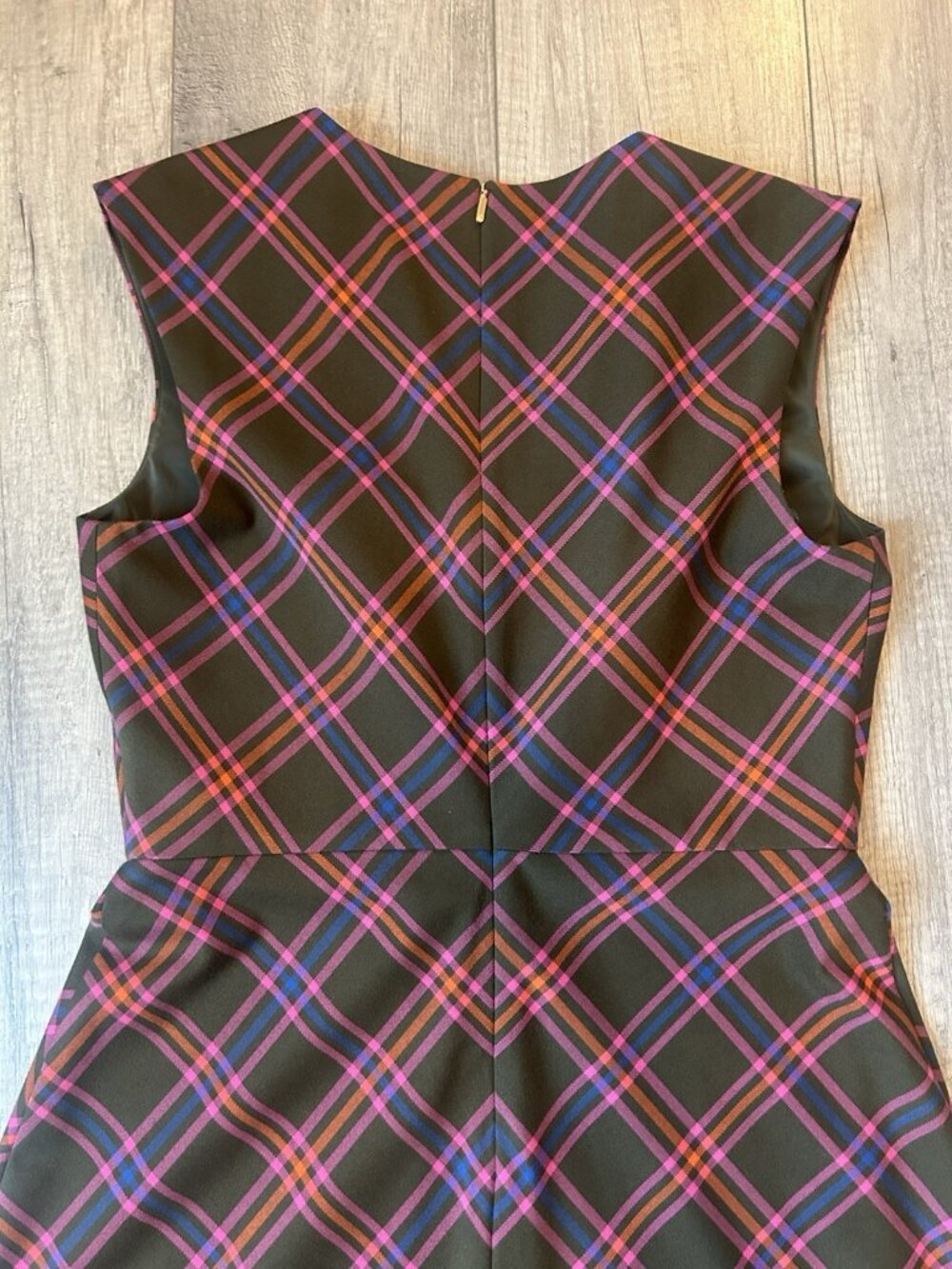 Trina Turk Delightful Dress A Line Plaid Dress Size 10 Brown Pink Wedding Guest - Picture 14 of 16